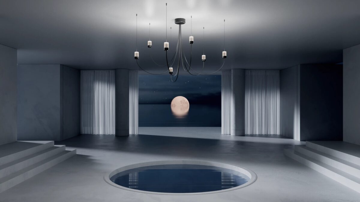 High-end Gravity Chandelier by Paul Cocksedge for Moooi, modern Dutch design lighting for Troy, Michigan.