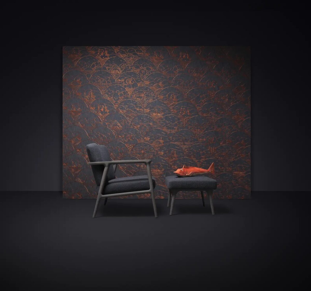 High-end Zio Lounge Chair by Marcel Wanders for Moooi, modern Dutch design wooden chair for Troy, Michigan.