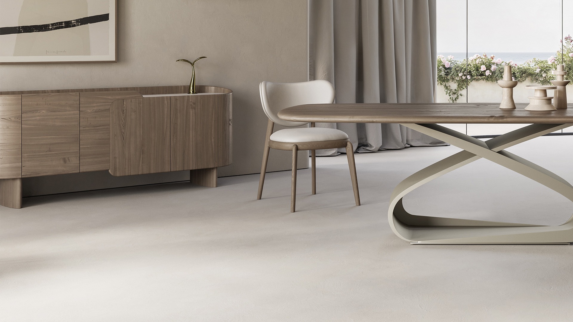 Luxury contemporary Nodo sideboard by Mauro Lipparini for Natuzzi Italia, high-end Italian design for Birmingham, Michigan.