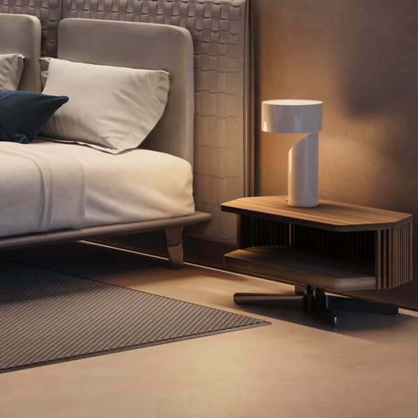 Luxury contemporary Campus Bedside Table by Natuzzi Italia, high-end Italian bedroom furniture for Birmingham, Michigan.