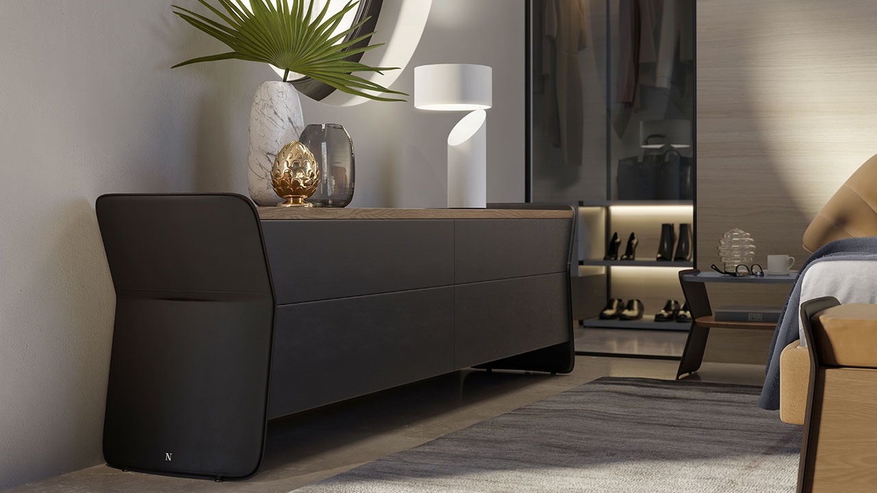 High-end Cala Bedside Table by Natuzzi Italia, modern Italian bedroom furniture for Troy, Michigan.