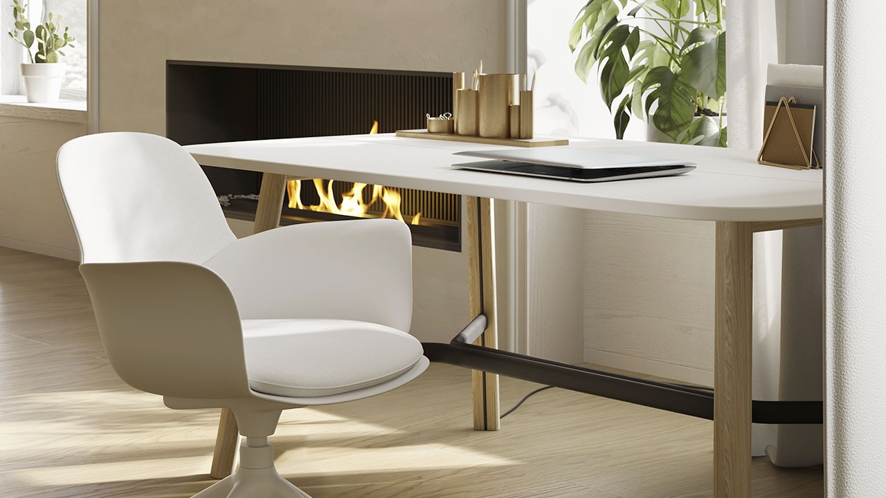 Modern Inu Desk by Nika Zupanc for Natuzzi Italia, high-end Italian home office furniture for Royal Oak, Michigan.
