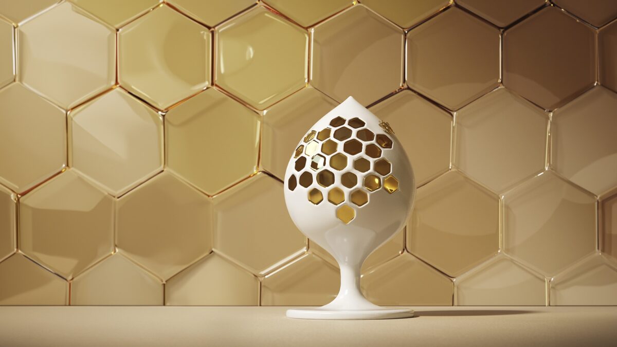 High-end Pumo Bee Decorative Object by Natuzzi Italia, modern Italian ceramic good luck charm for Troy, Michigan.