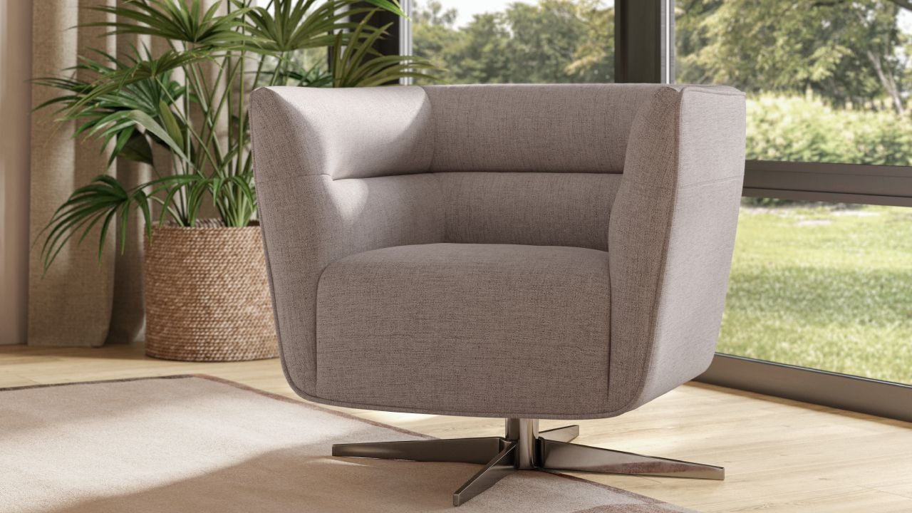 Modern Spiritosa C117 armchair by Natuzzi Editions, high-end Italian design for Royal Oak, Michigan.