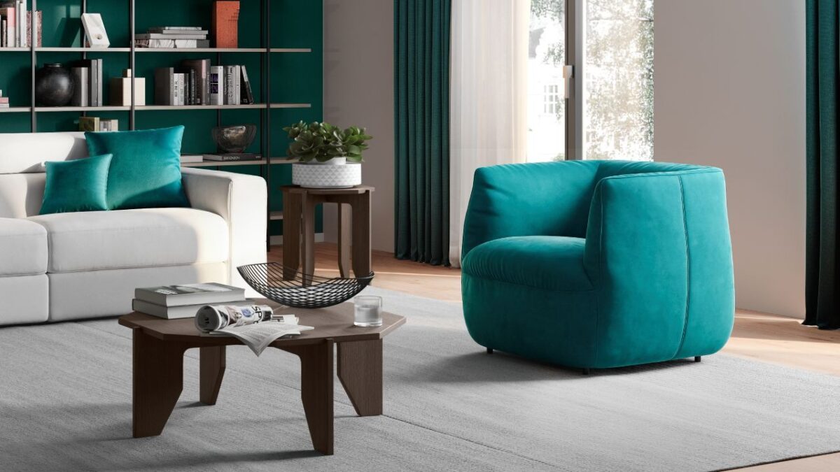 Modern Wally C195 armchair by Natuzzi Editions, high-end Italian design for Troy, Michigan.