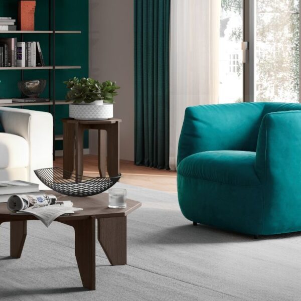 Modern Wally C195 armchair by Natuzzi Editions, high-end Italian design for Troy, Michigan.