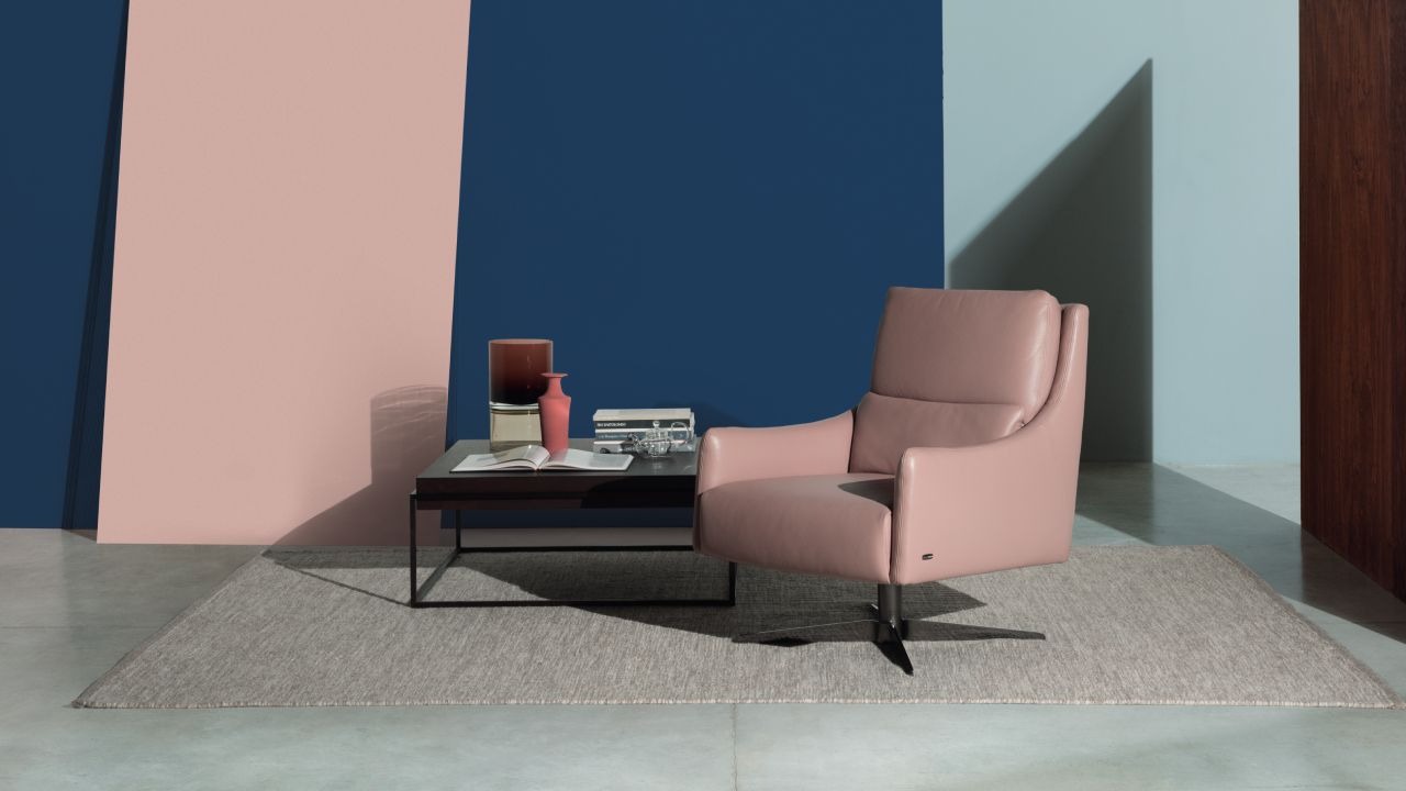 Luxury contemporary Bit armchair by Natuzzi, designer seating for Birmingham, Michigan.