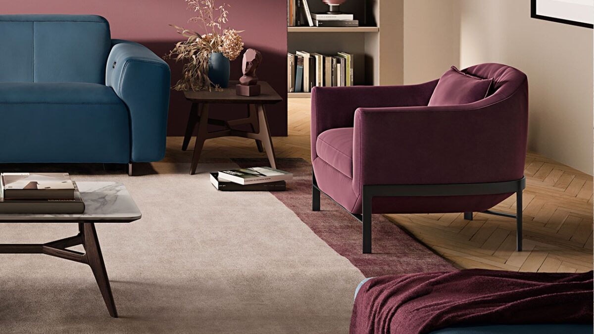 High-end Poli C196 armchair by Natuzzi Editions, modern Italian furniture for Royal Oak, Michigan.