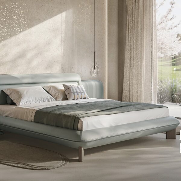 Modern Flow Bed by Manzoni and Tapinassi for Natuzzi Italia, high-end Italian bedroom furniture for Royal Oak, Michigan.