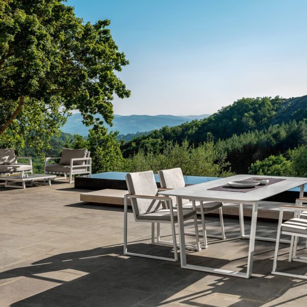 Modern Alabama//Alu Dining Armchair by Talentispa Italian aluminum design in Royal Oak Michigan showroom