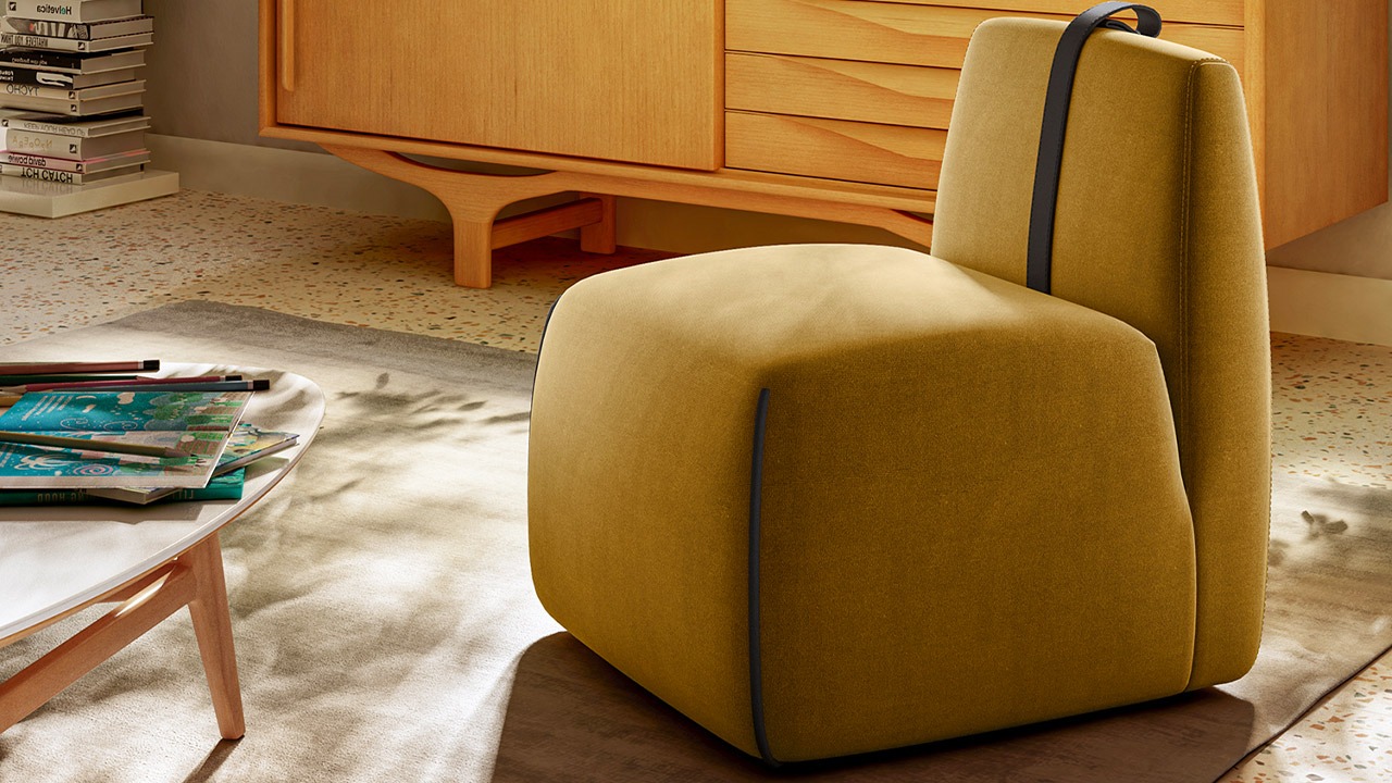 Elevate your space with the "Gaia" collection by Natuzzi. High-end, contemporary Italian ottomans and chairs, perfect for sophisticated Birmingham interiors.