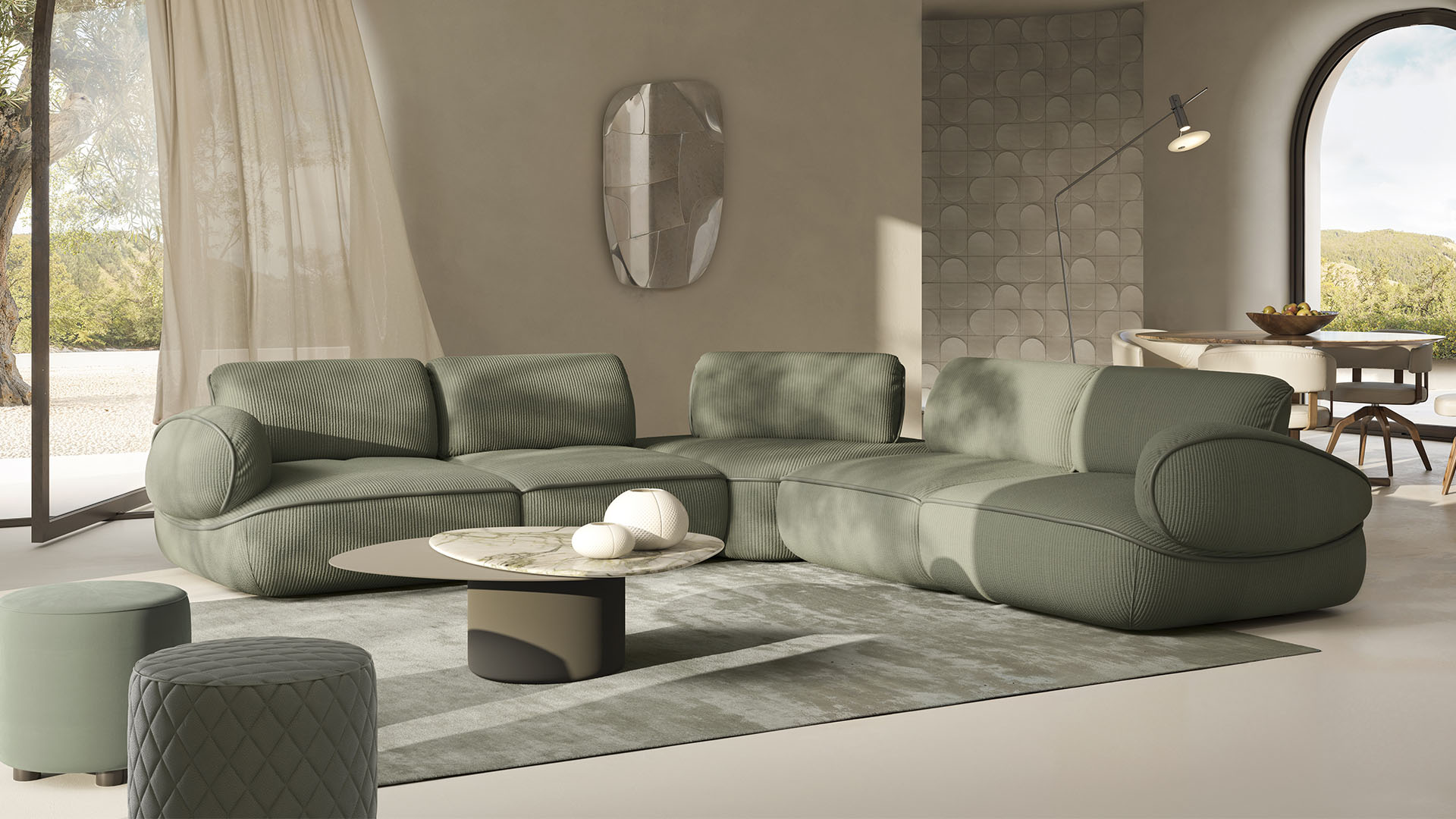 High-end Snail Project by Natuzzi, a modern Italian furniture collection for Troy, Michigan.