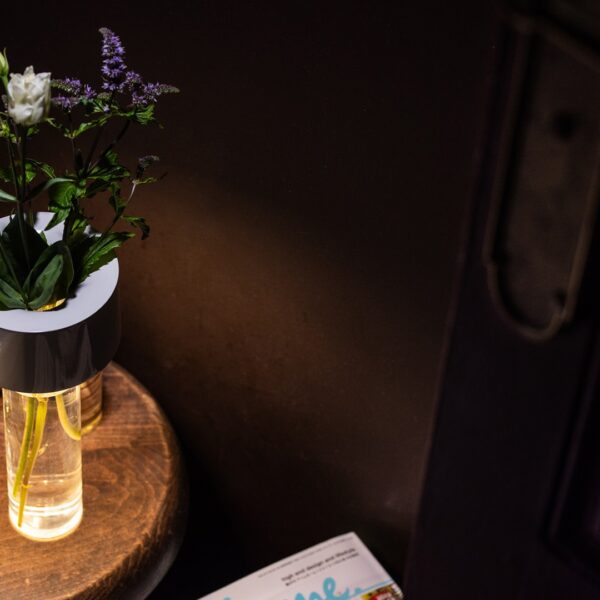 Fleur by Foscarini, modern table lamp with borosilicate glass base, Troy Michigan.