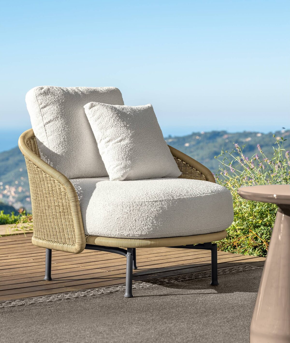 Modern Nido Living Armchair by Talentispa Italian design in Royal Oak Michigan showroom