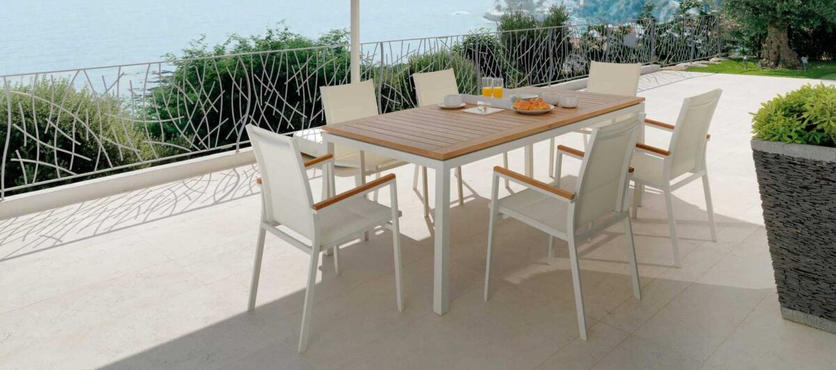 Contemporary Timber Dining Armchair by Talenti with ergonomic design and weather-resistant materials