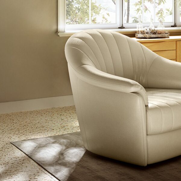 Luxury contemporary Gratitudine C163 armchair by Natuzzi Editions, high-end Italian design for Troy, Michigan.