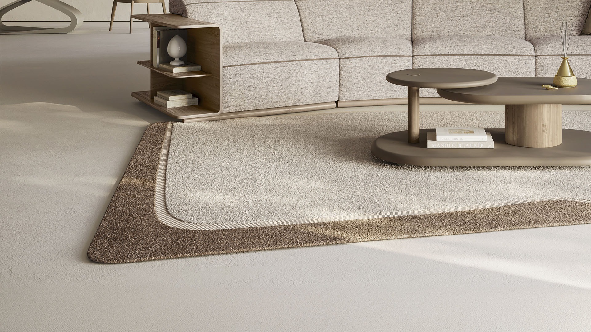 Modern Pagoda Rug by Elena Salmistraro for Natuzzi Italia, high-end Italian artistic design for Royal Oak, Michigan.