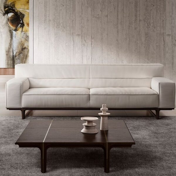 Luxury contemporary Kendo T163 linear sectional by Natuzzi, designer integrated storage furniture for Royal Oak, Michigan.