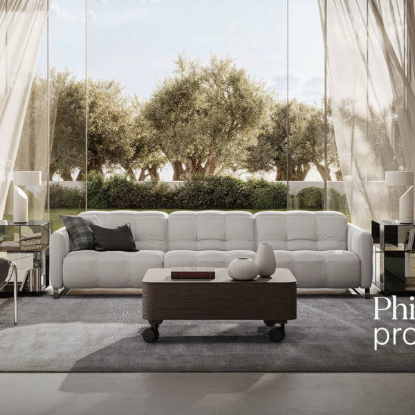 Luxury contemporary Philo sofa by Natuzzi, a high-end Italian design for Birmingham, Michigan.