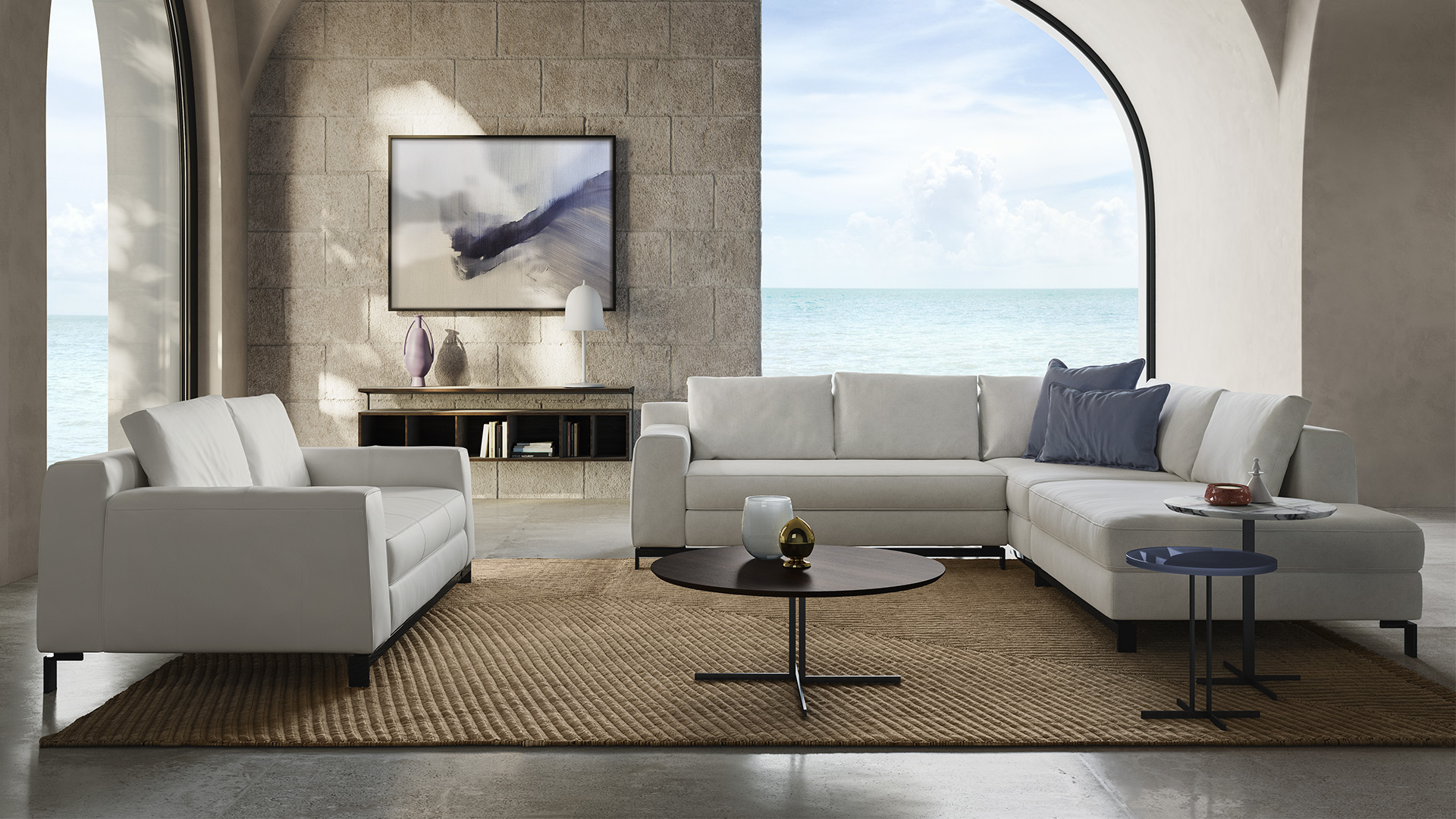Modern Leaf sofa by Natuzzi, high-end Italian design for Troy, Michigan.