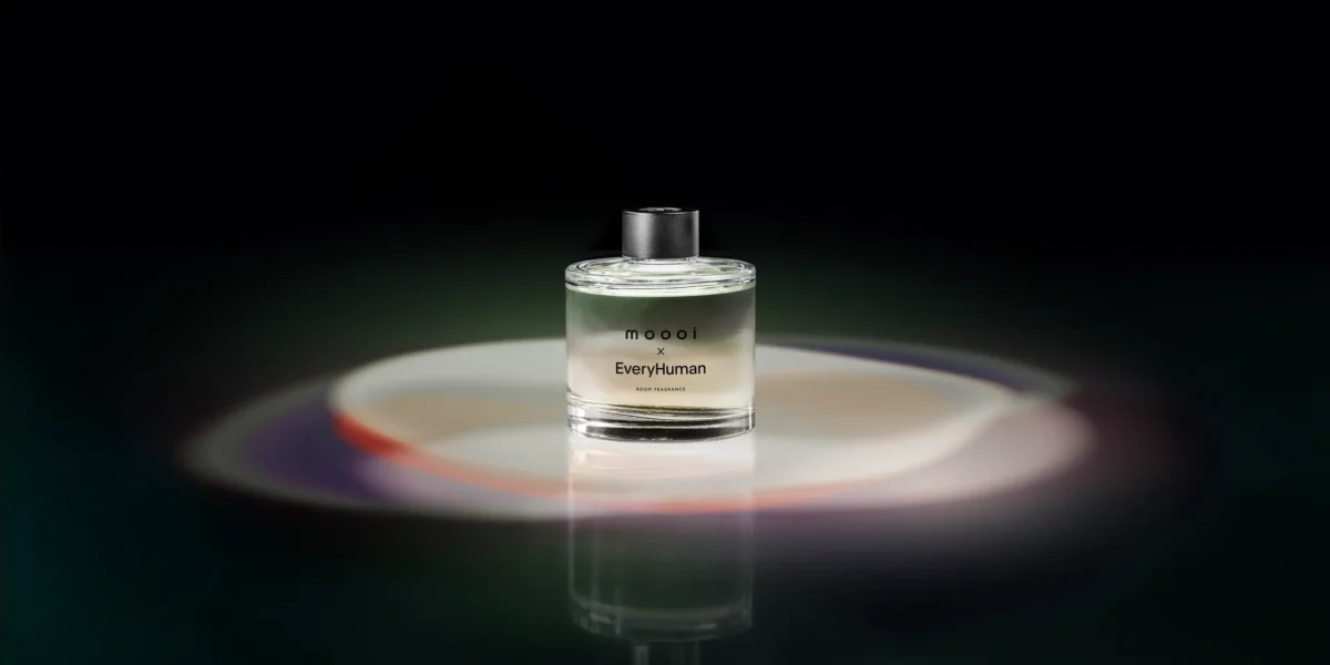 Moooi x EveryHuman Room Fragrance with reed diffuser, available in 200ml and 10ml sizes.