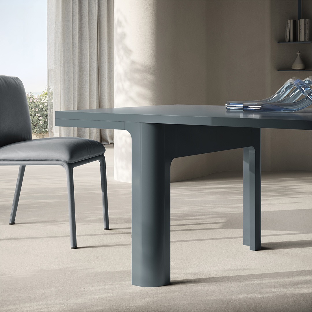 Luxury contemporary Amama sculptural dining table by Natuzzi, designer elegant furniture for Royal Oak, Michigan.