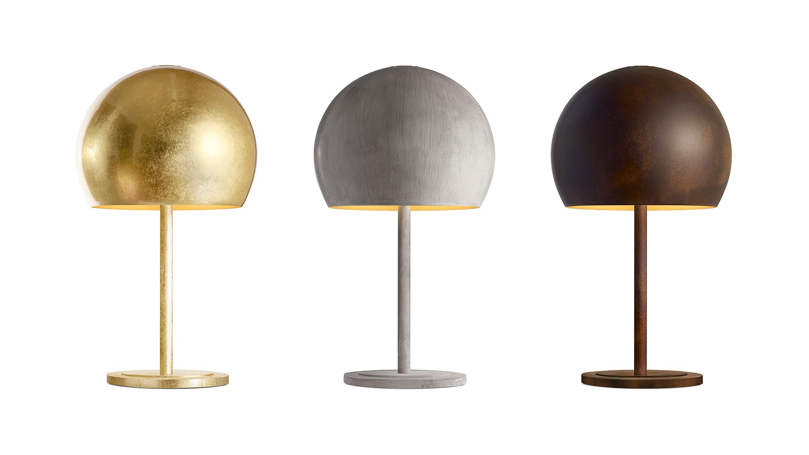 Enhance your Birmingham, Michigan home with the LAlampada Table Lamp by Opinion Ciatti, showcasing a minimalist design with a glossy gold leaf exterior and gold interior, perfect for modern spaces.
