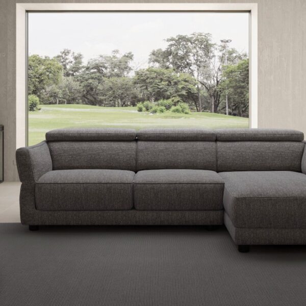 Modern Italian sofa-bed Notturno by Natuzzi Italia, featuring compact dimensions, manually adjustable headrests, and a concealed pillow storage compartment, available in Royal Oak, Michigan.