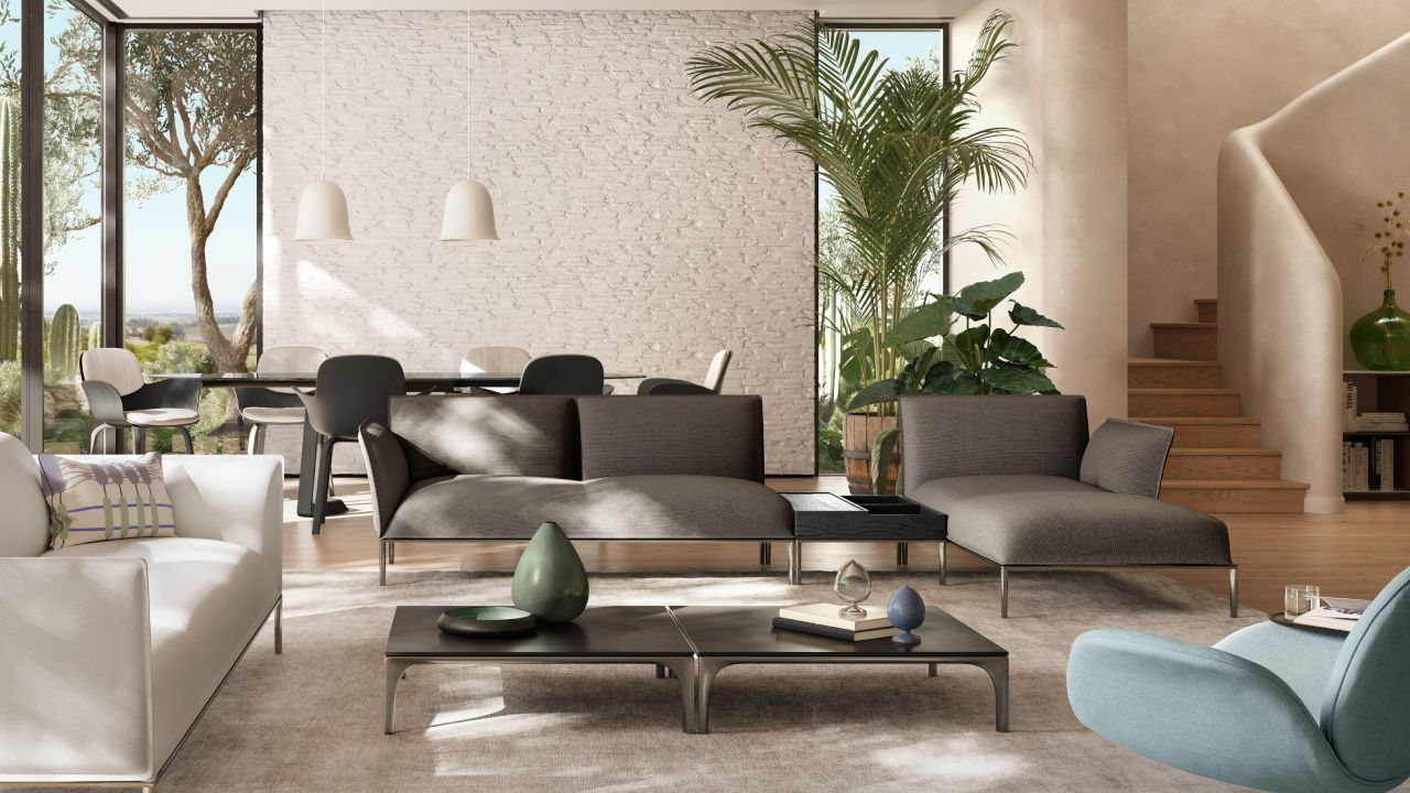 Luxury contemporary Eufolia collection by Natuzzi, perfect for a sophisticated living space in Royal Oak, Michigan.