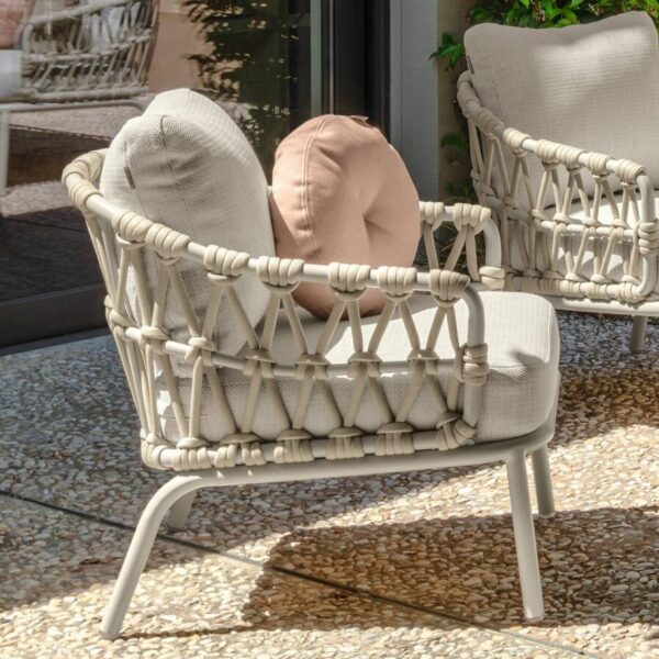 Iris Living Armchair by Talenti – elegant Italian outdoor chair with aluminum frame and plush cushions