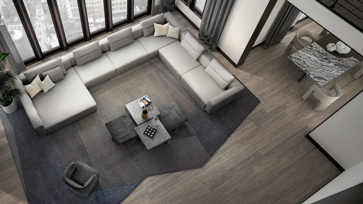 “Contemporary Milky Way sectional by Arketipo styled in Troy Michigan living room setup”