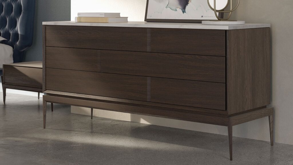 Luxury contemporary Munari Bedside Table by Natuzzi Italia, high-end Italian bedroom furniture for Birmingham, Michigan.
