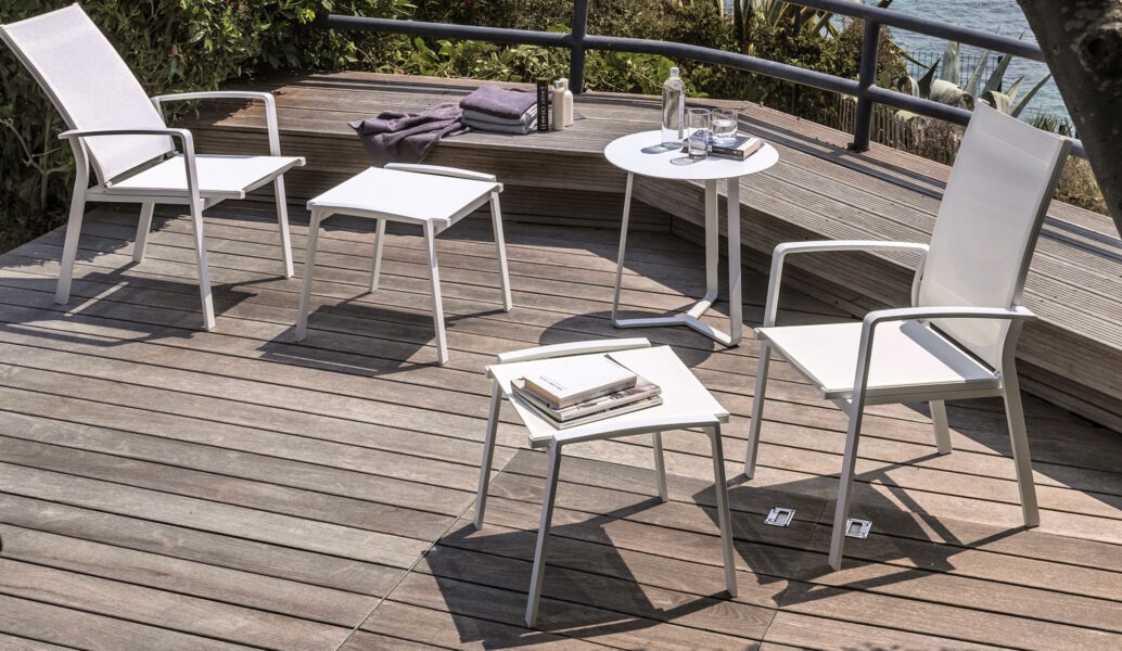Lady Pouf by Talenti – contemporary Italian outdoor pouf with soft fabric and minimalist design