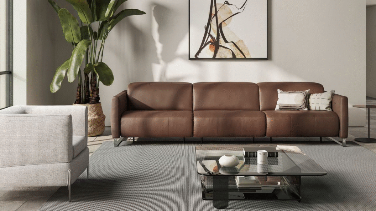 Modern Sophy sofa by Natuzzi, high-end Italian design for Royal Oak, Michigan.