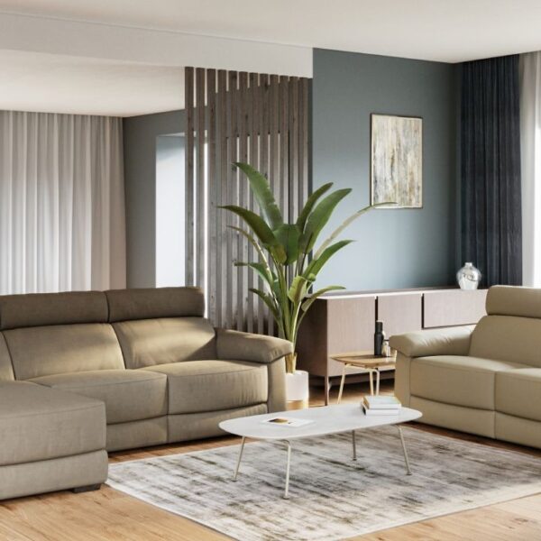 Luxury contemporary Estremo sectional by Natuzzi, designer seating for Royal Oak, Michigan.