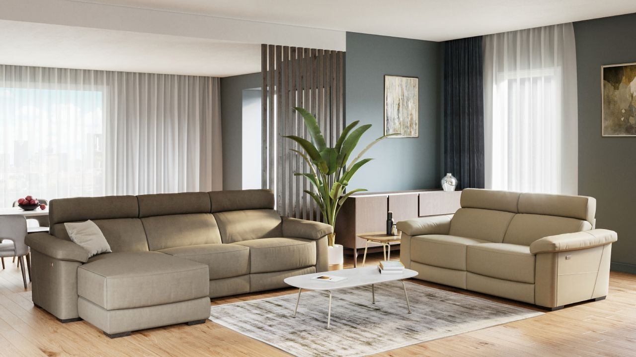 Luxury contemporary Estremo sectional by Natuzzi, designer seating for Royal Oak, Michigan.