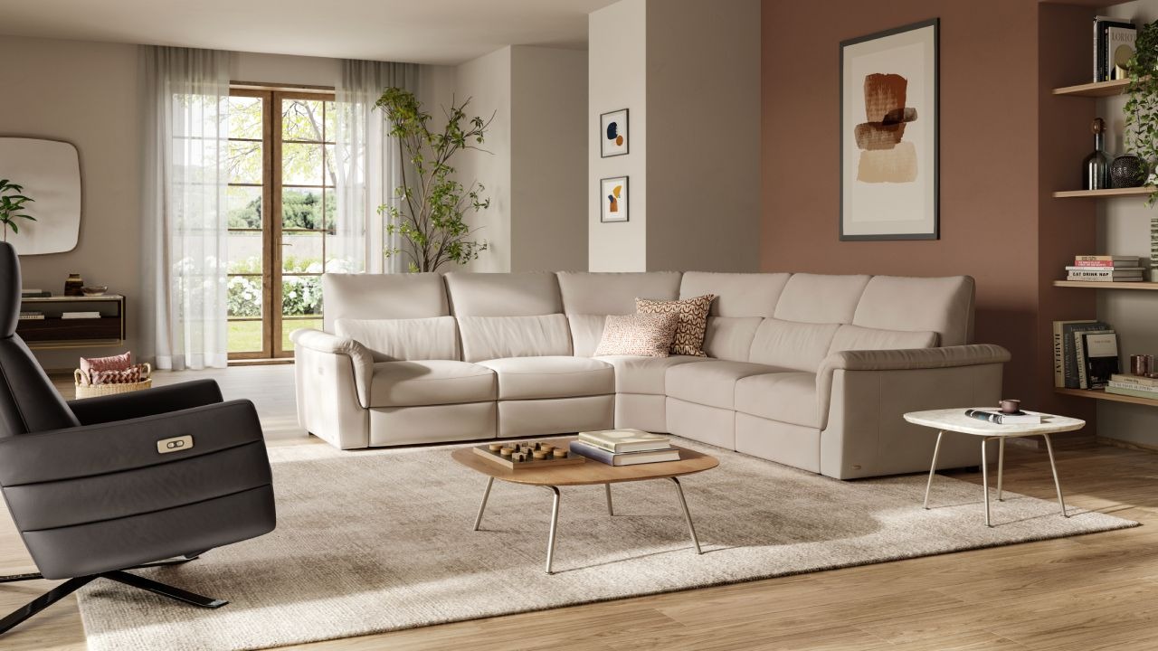 Luxury contemporary Amorevole sofa by Natuzzi Editions, high-end Italian design for Birmingham, Michigan.