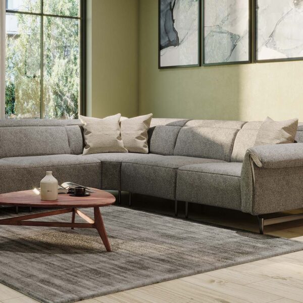 Luxury contemporary Leggiadro sectional by Natuzzi, designer seating for Birmingham, Michigan.