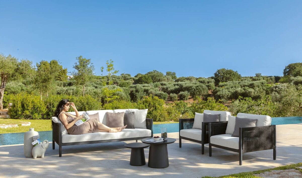 High‑end Dolcevita//Alu 3‑Seater Sofa by Talentispa luxury Italian aluminum sofa Birmingham MI patio