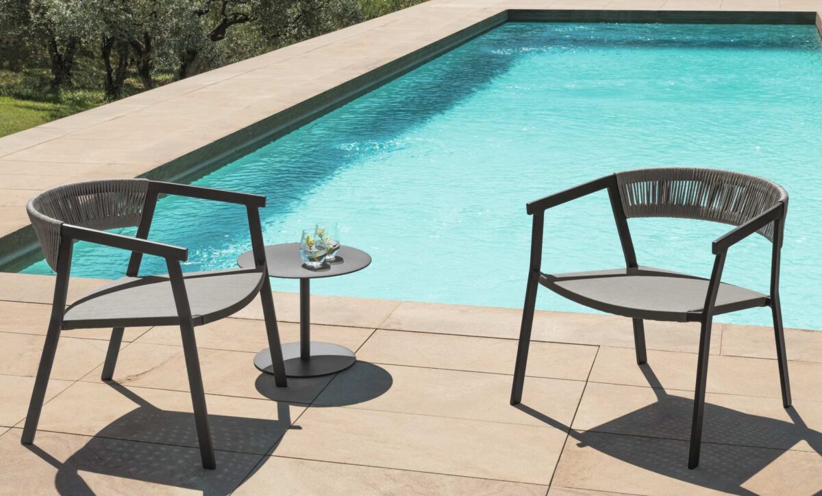 Modern Key Dining Armchair by Talenti offering comfort, style, and weather-resistant materials
