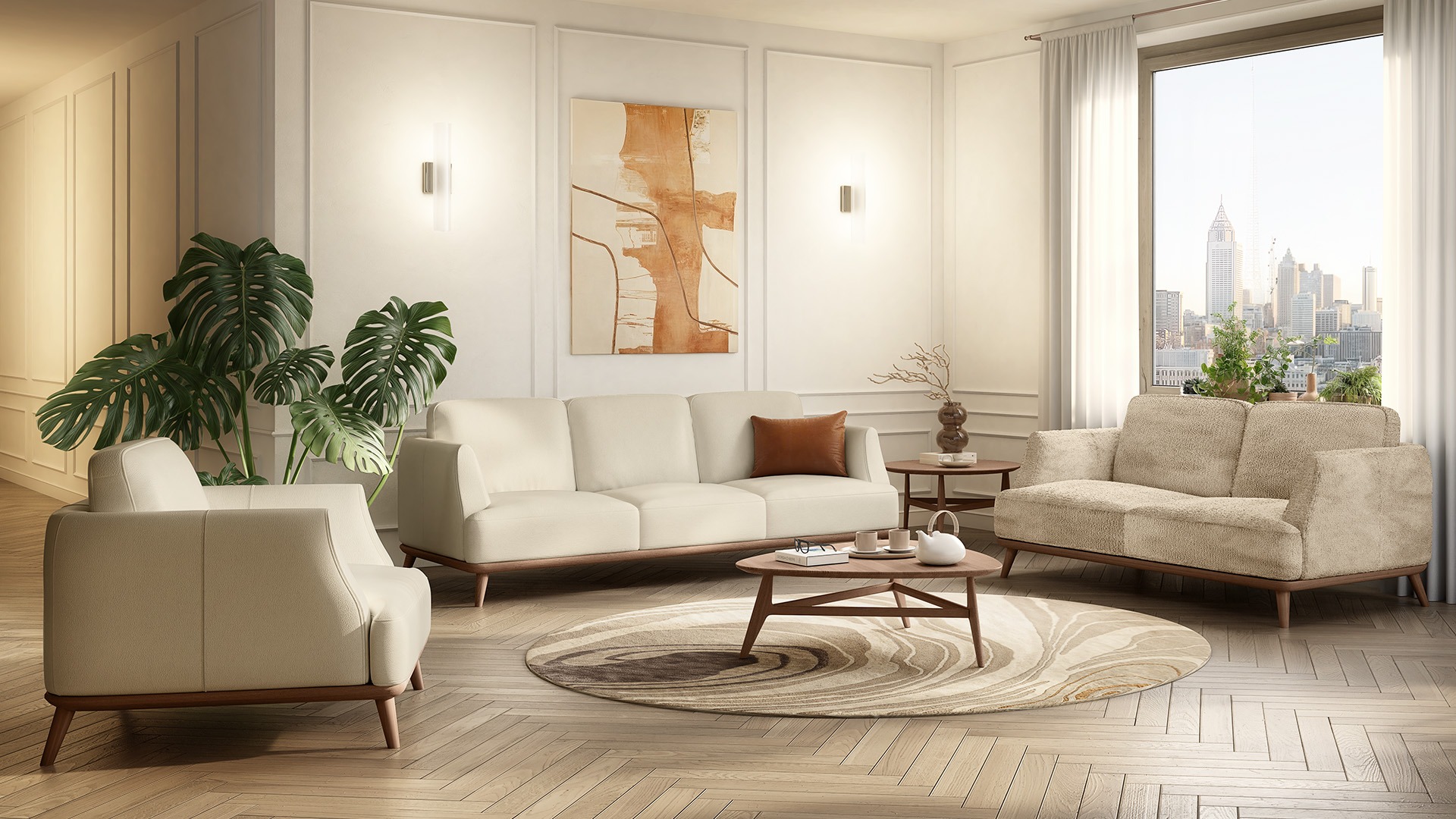 Luxury contemporary Charlotte sofa by Natuzzi, designer seating for Birmingham, Michigan.