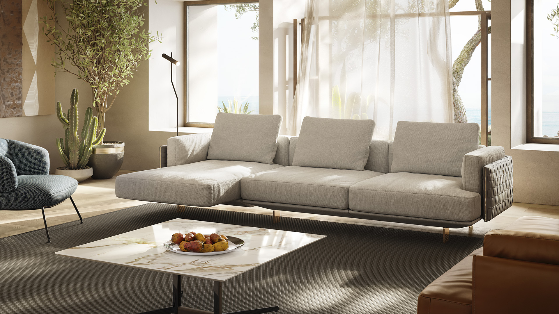 Modern Campus sofa by Natuzzi, high-end Italian design for Royal Oak, Michigan.