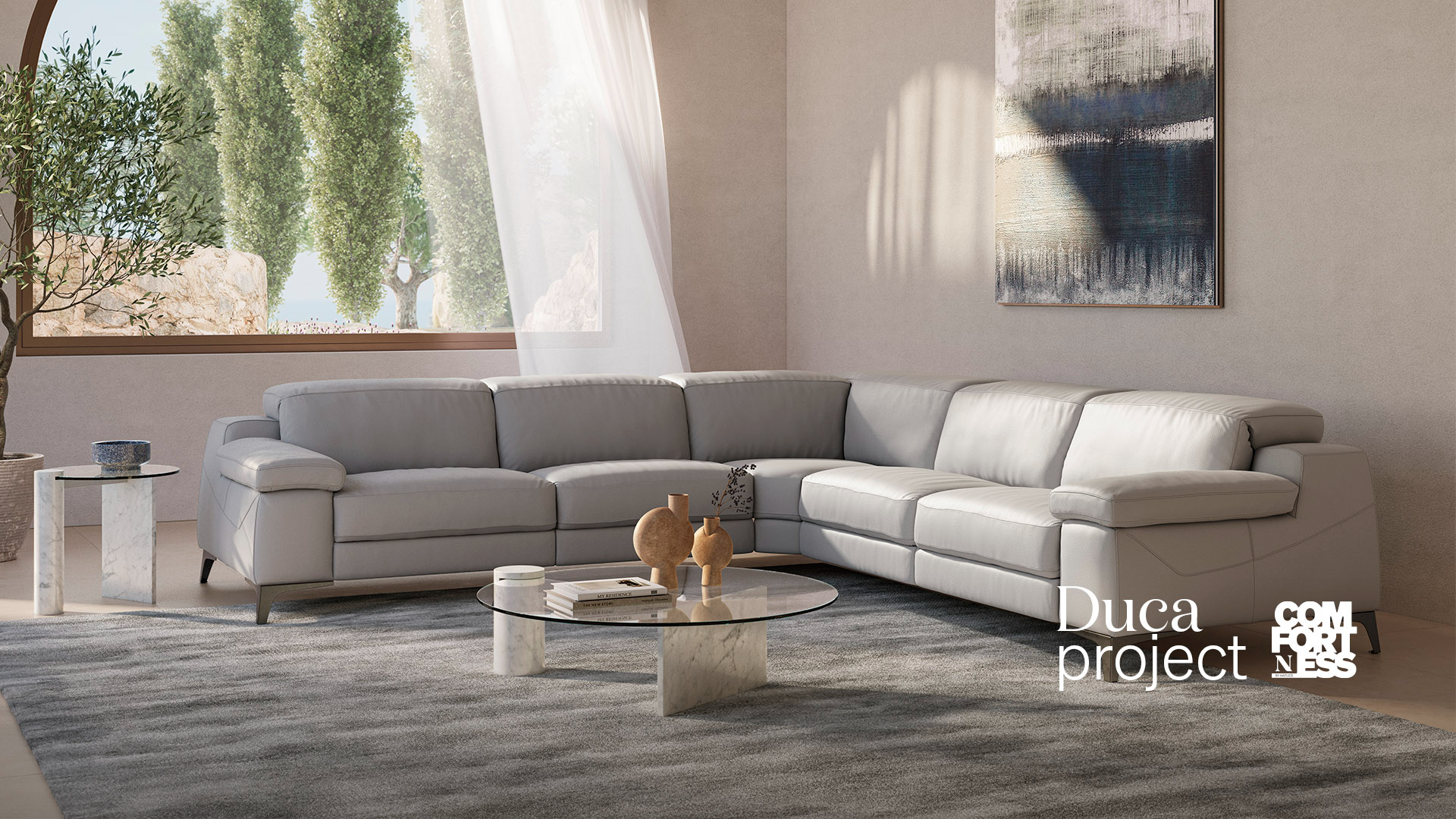 Luxury contemporary Duca Project by Natuzzi, a high-end Italian collection for Troy, Michigan.