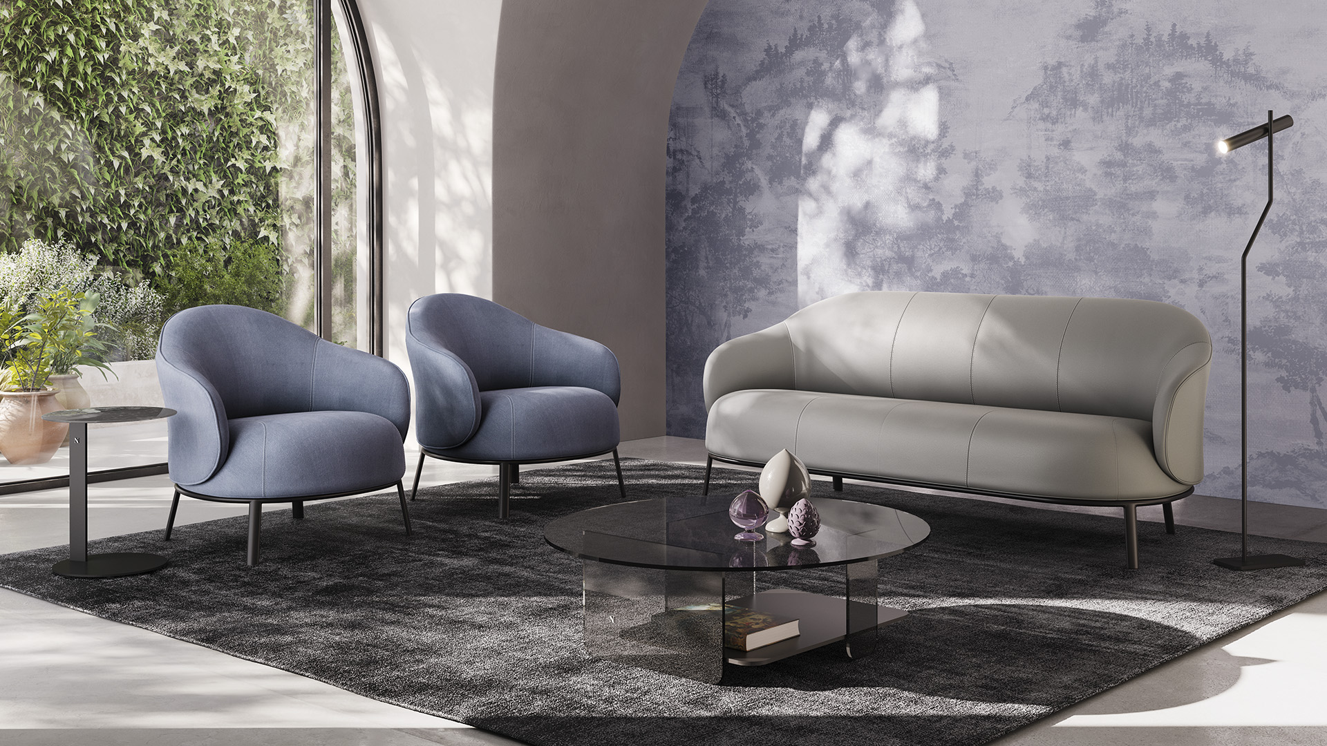 Modern Botanic sofa by Natuzzi, high-end Italian design for Royal Oak, Michigan.