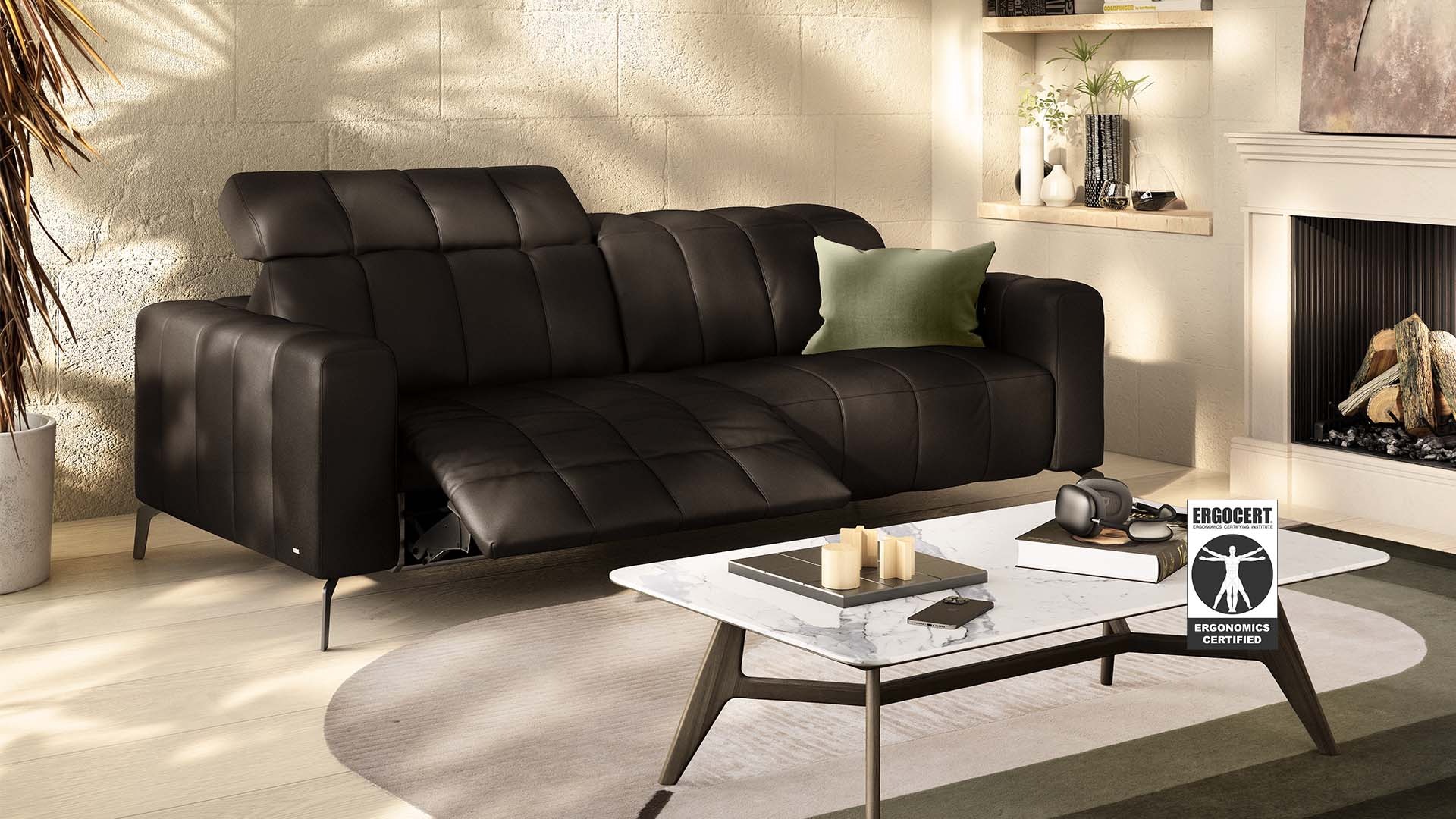 Luxury contemporary Portento sectional by Natuzzi, designer power motion furniture for Birmingham, Michigan.