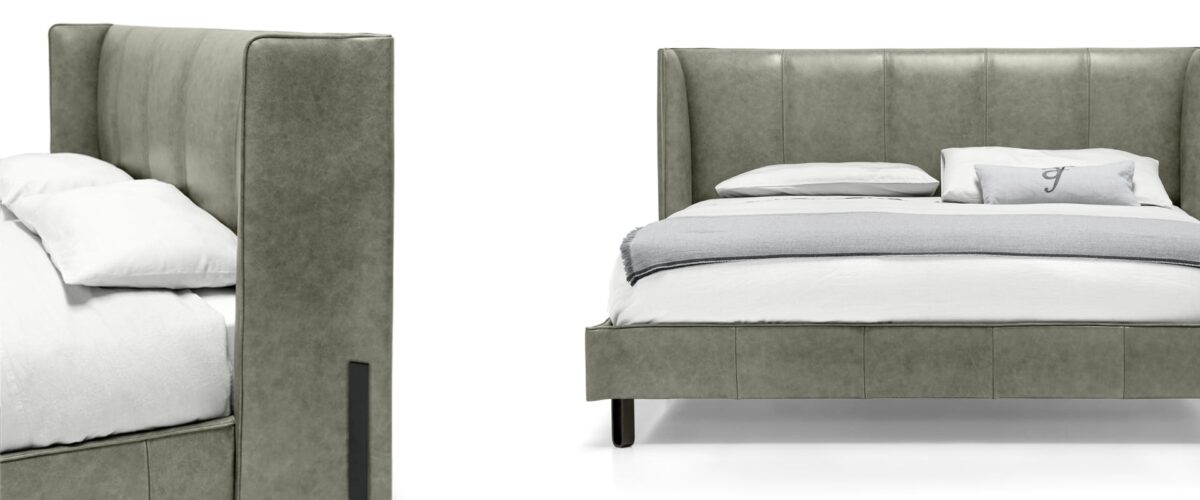 Upholstered bed with elegant headboard, Big Night by Arketipo, Royal Oak, Michigan.