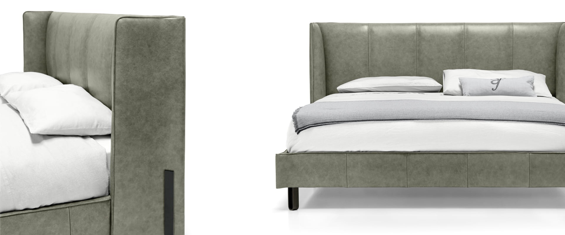 Upholstered bed with elegant headboard, Big Night by Arketipo, Royal Oak, Michigan.