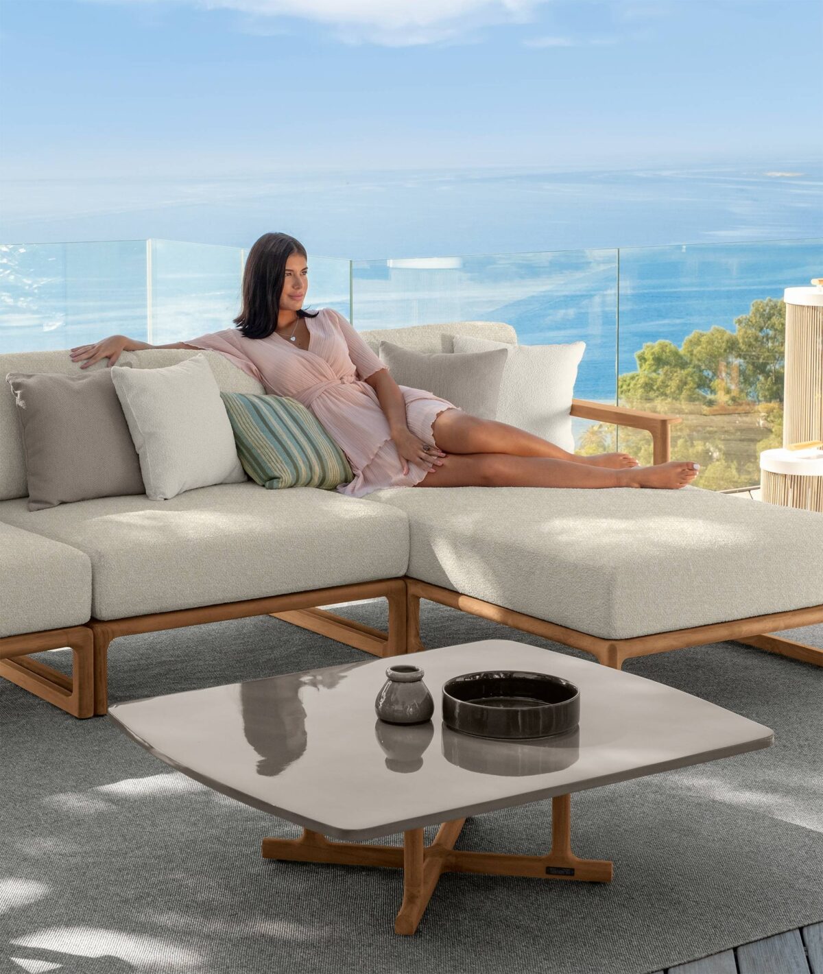 Thea Rectangular Dining Table by Talenti – ideal for luxury patios, rooftop entertaining, and poolside meals