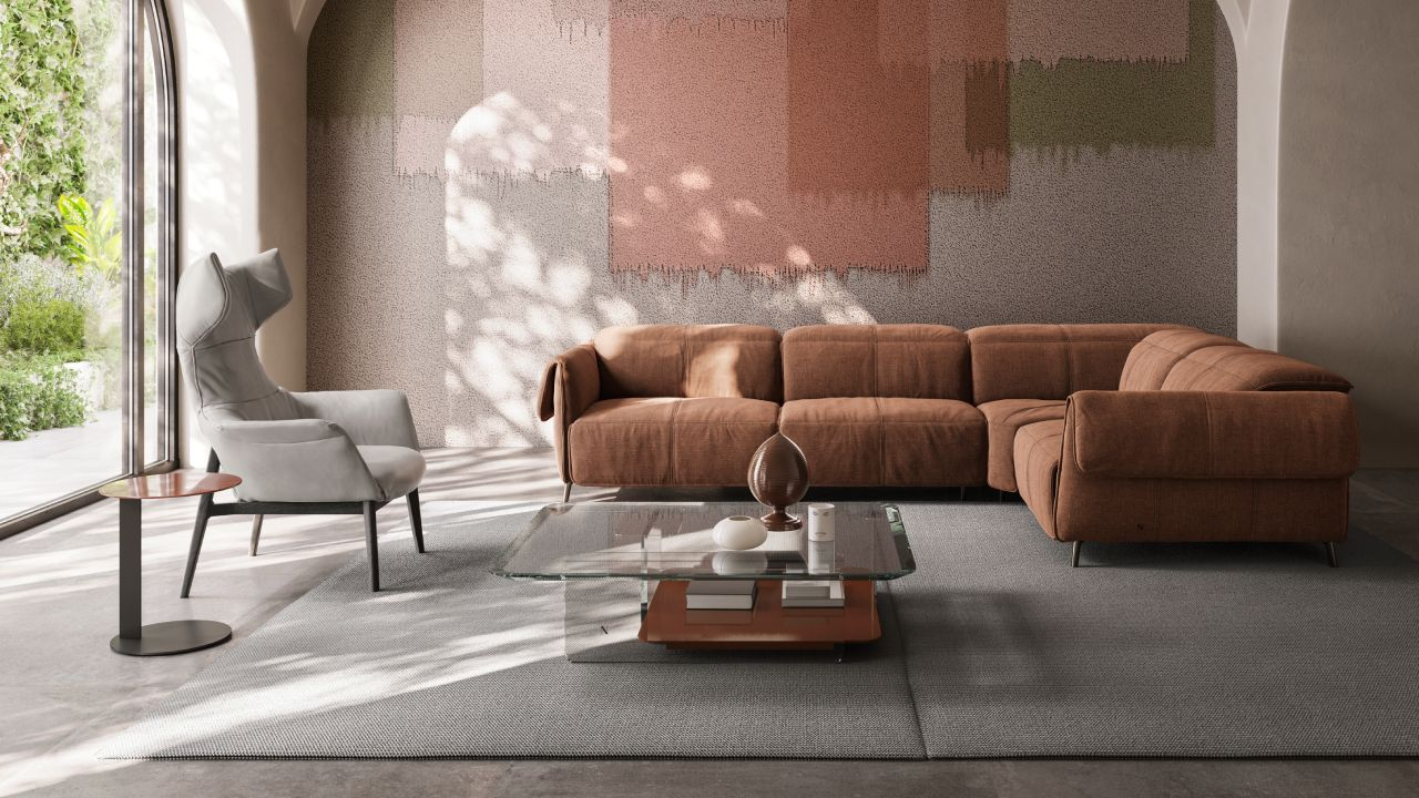 Modern Seagull sofa by Natuzzi, high-end Italian design for Royal Oak, Michigan.