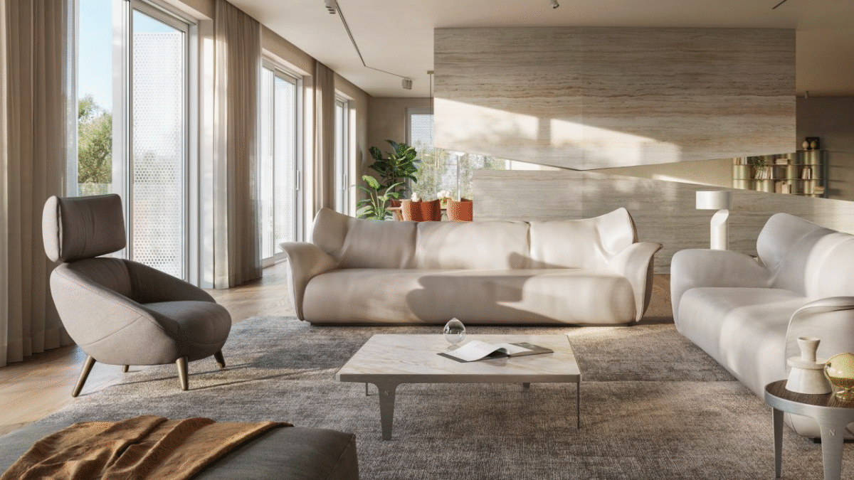 Modern Juno sofa by Natuzzi, high-end Italian design for Birmingham, Michigan.